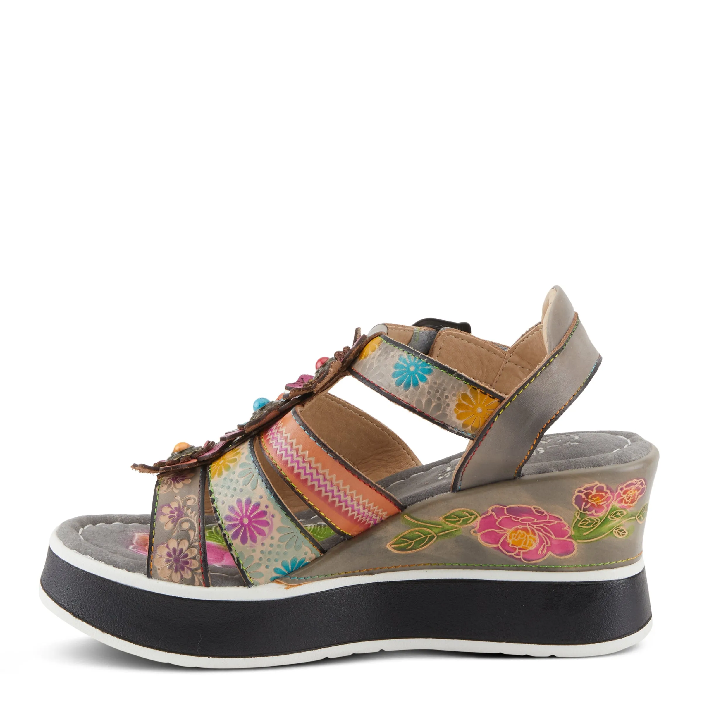 Spring Step Shoes L'Artiste Floralbloom Sandals Women's Hand Painted Leather