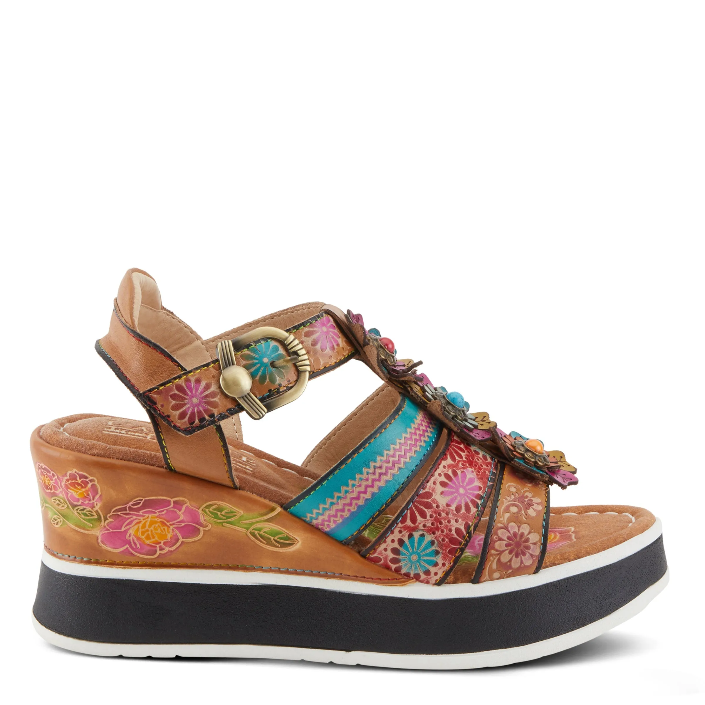 Spring Step Shoes L'Artiste Floralbloom Sandals Women's Hand Painted Leather