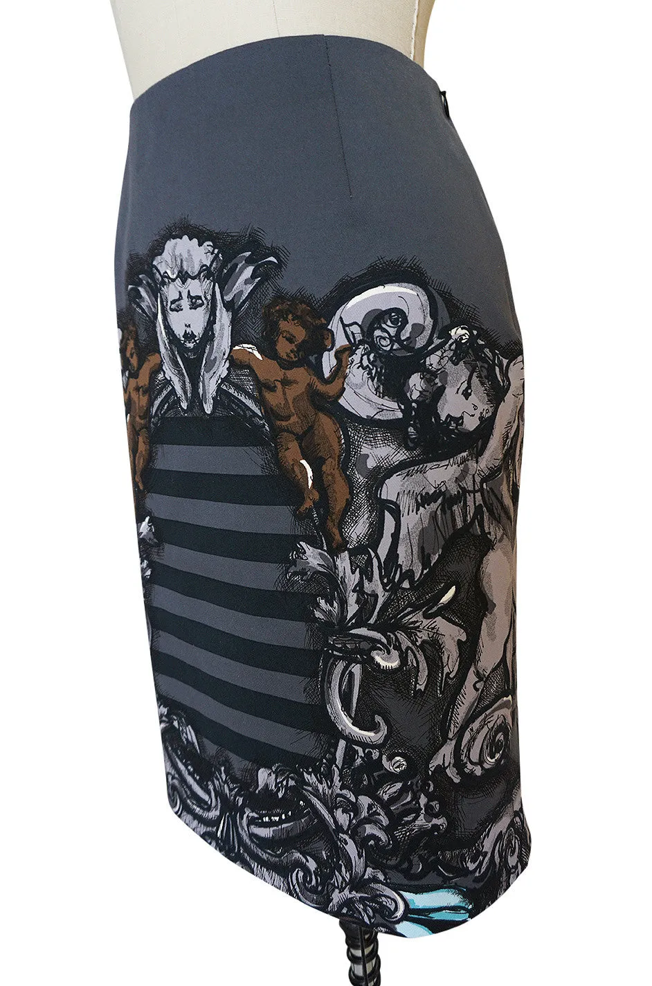 S/S 2011 Runway Prada Cherubs and Stripes Skirt