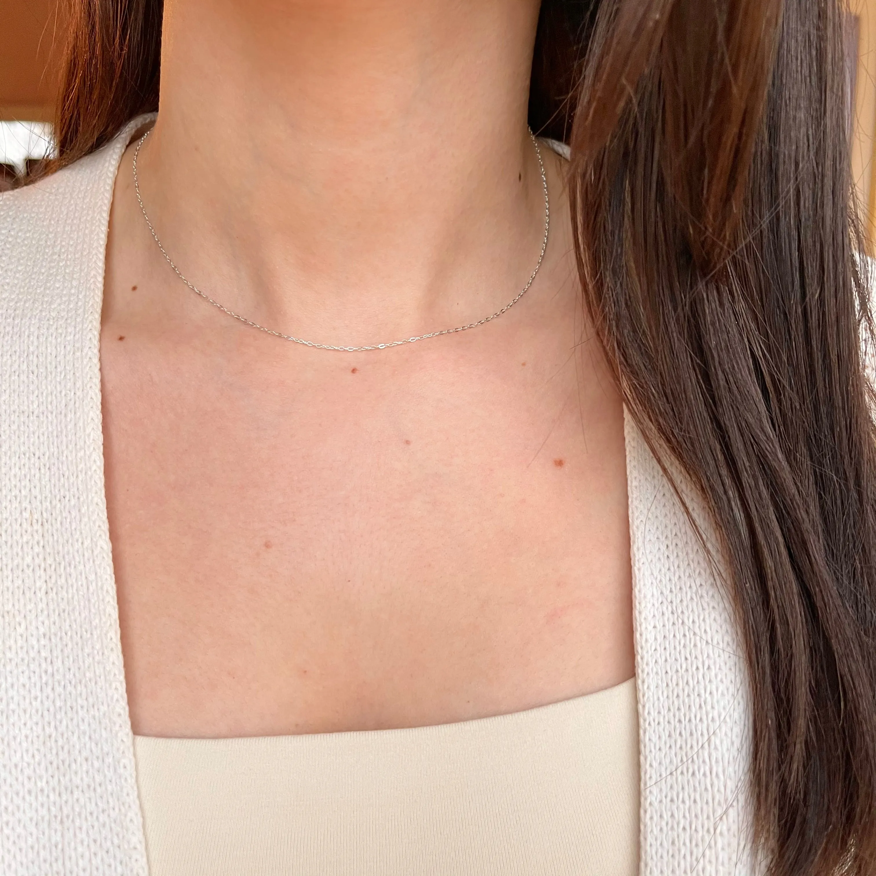 Sterling Silver Polished .50mm Flat Cable Chain Necklace