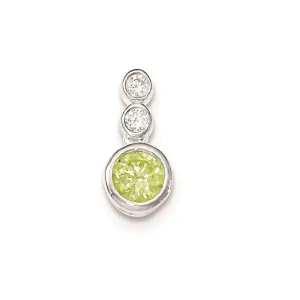 Sterling Silver Polished Clear & Green CZ Bezel Pendant