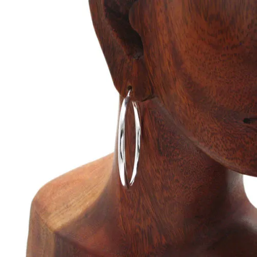 Sterling Silver Thin Plain 3mm Hoop Earrings. Available in 3 Sizes
