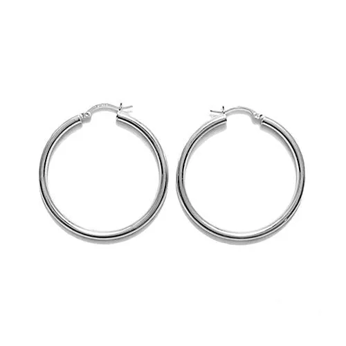 Sterling Silver Thin Plain 3mm Hoop Earrings. Available in 3 Sizes