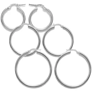 Sterling Silver Thin Plain 3mm Hoop Earrings. Available in 3 Sizes