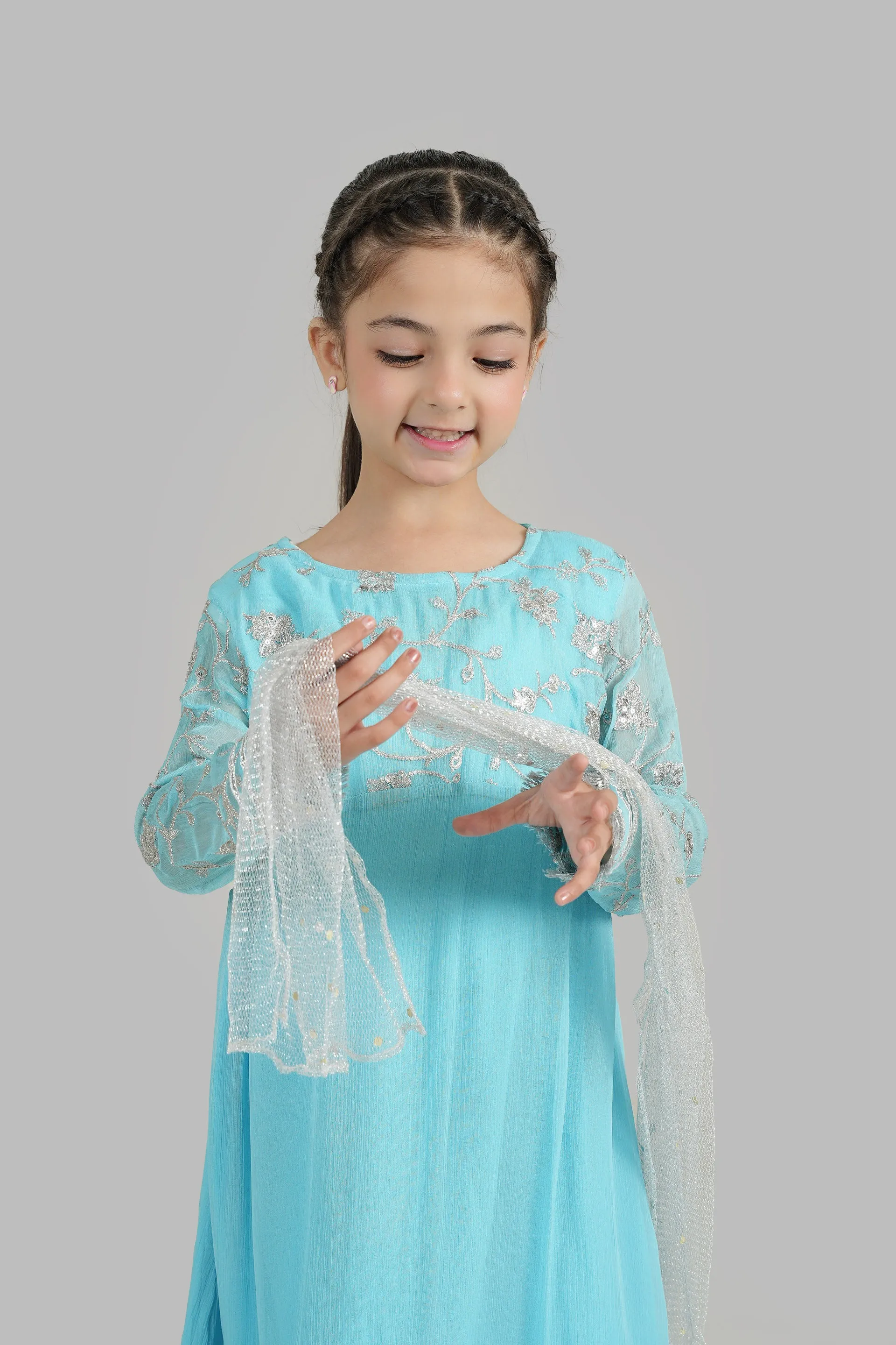STITCHED 2 PIECE TILLA EMBROIDERED CHIFFON SHIRT TROUSER