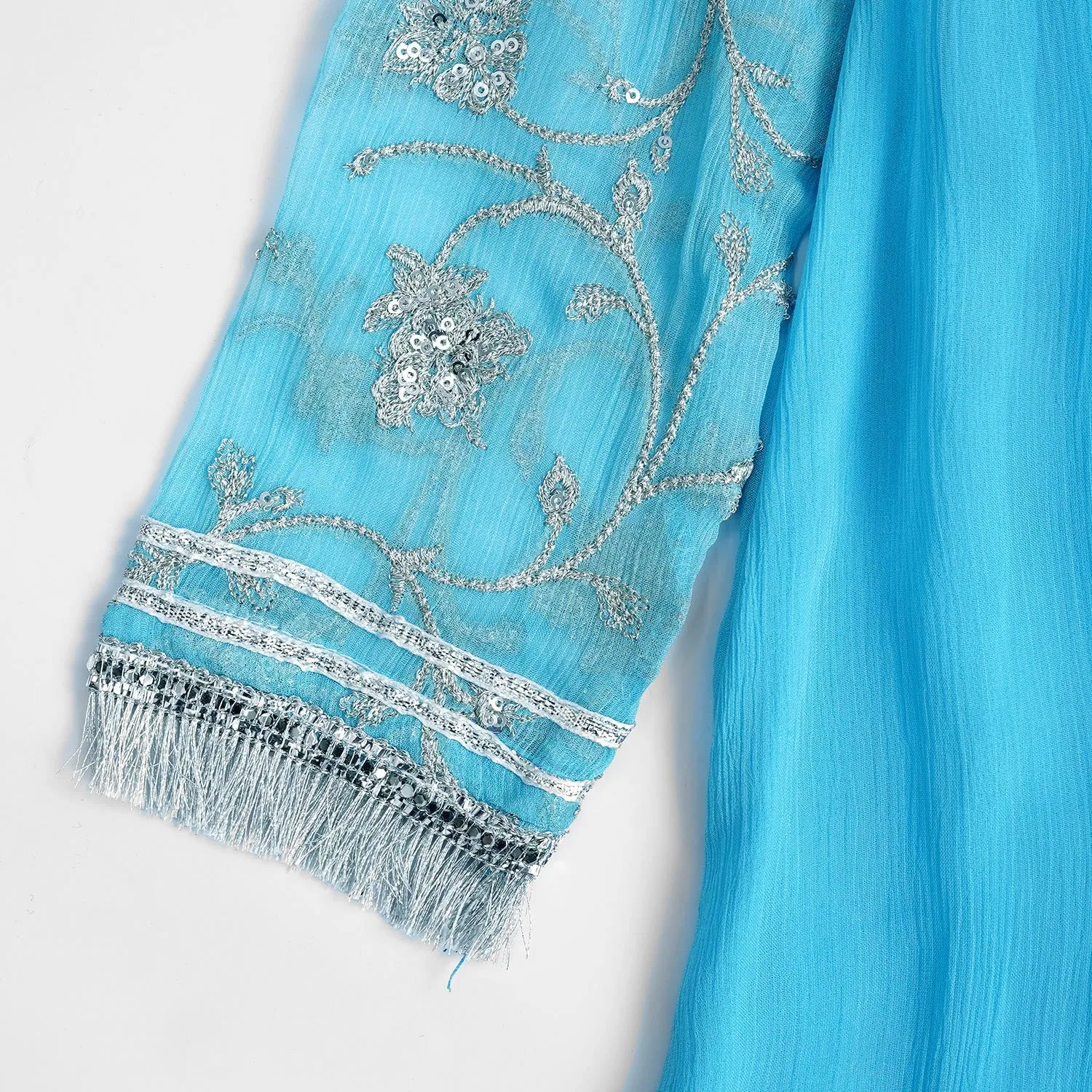 STITCHED 2 PIECE TILLA EMBROIDERED CHIFFON SHIRT TROUSER