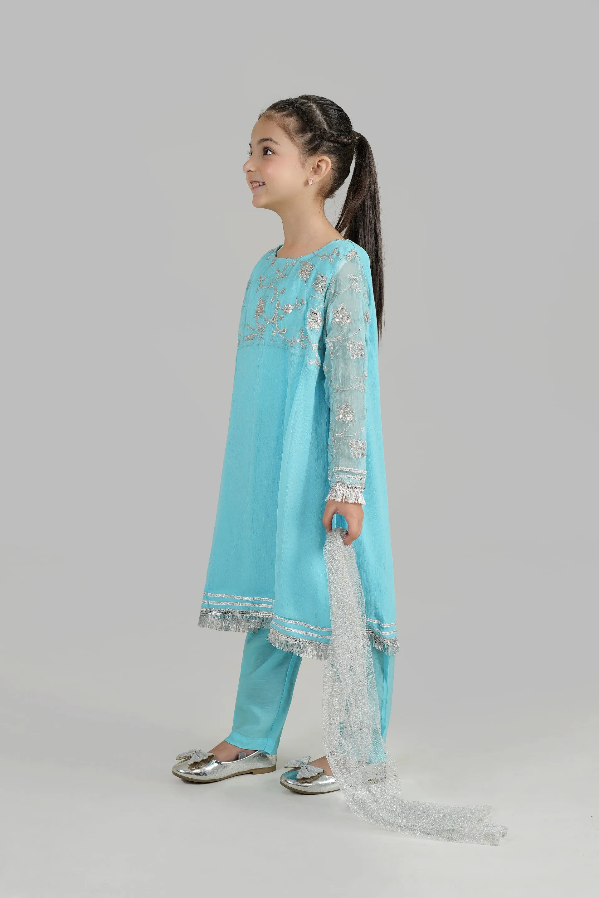 STITCHED 2 PIECE TILLA EMBROIDERED CHIFFON SHIRT TROUSER
