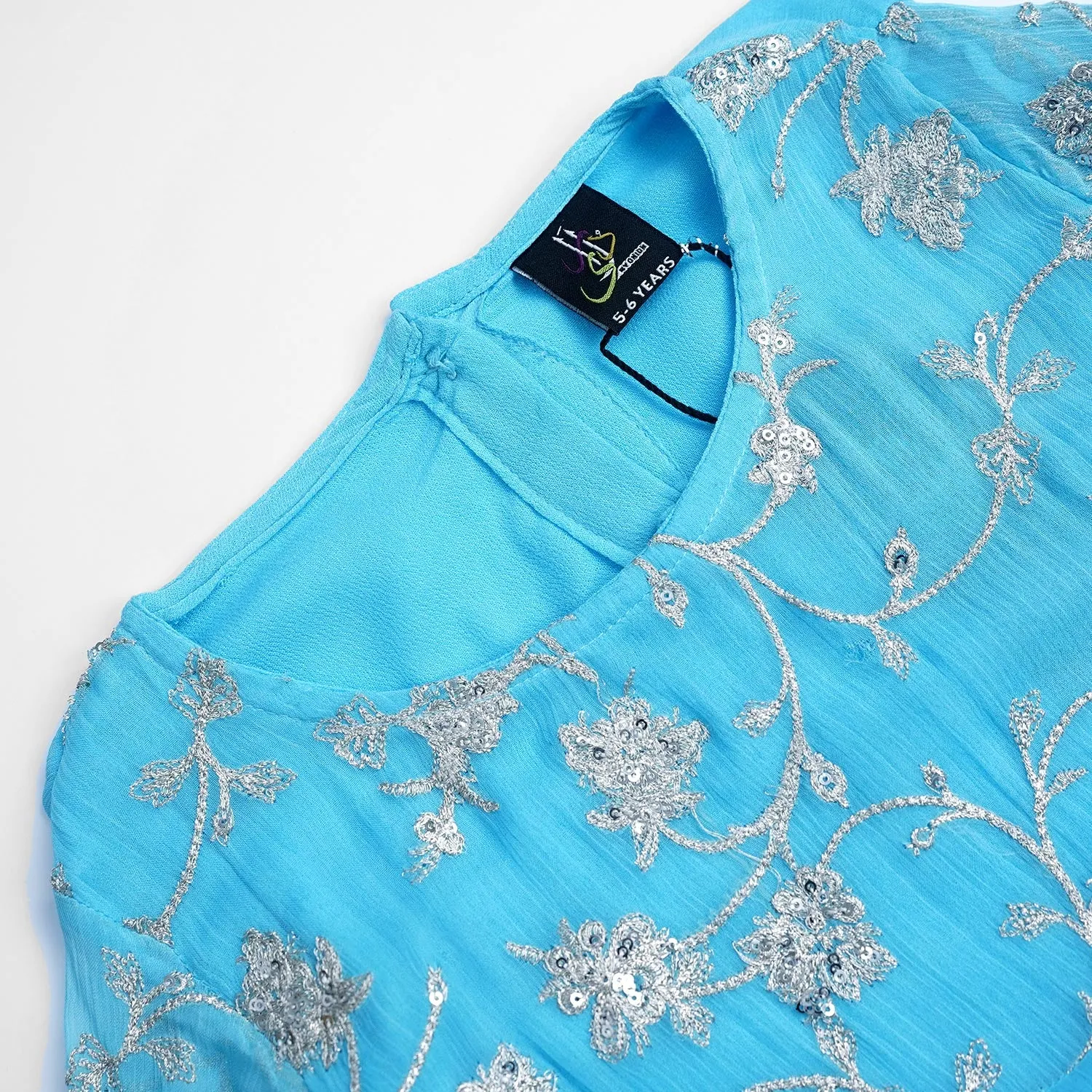 STITCHED 2 PIECE TILLA EMBROIDERED CHIFFON SHIRT TROUSER