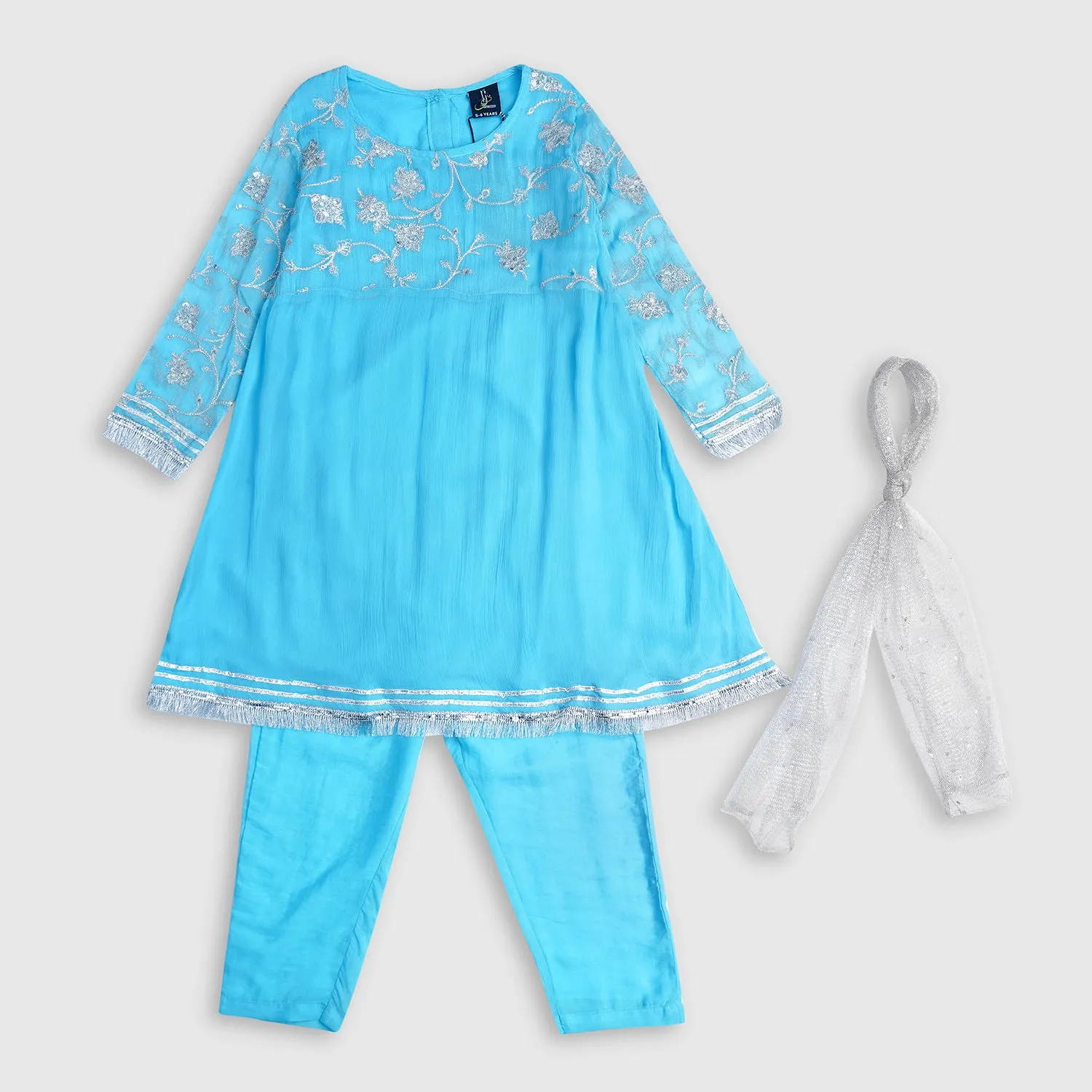 STITCHED 2 PIECE TILLA EMBROIDERED CHIFFON SHIRT TROUSER