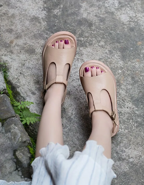 Summer Leather Open Toe Fashion Wedge Sandals