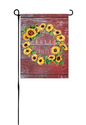 Sunflower Wreath on Barn Wood