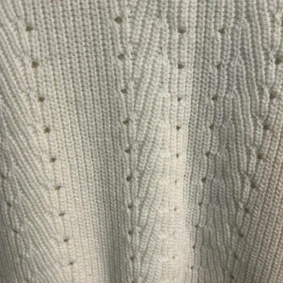 Talbots Women’s (XS) Ivory Pointelle Eyelet Pullover Crewneck Side Ties NWT