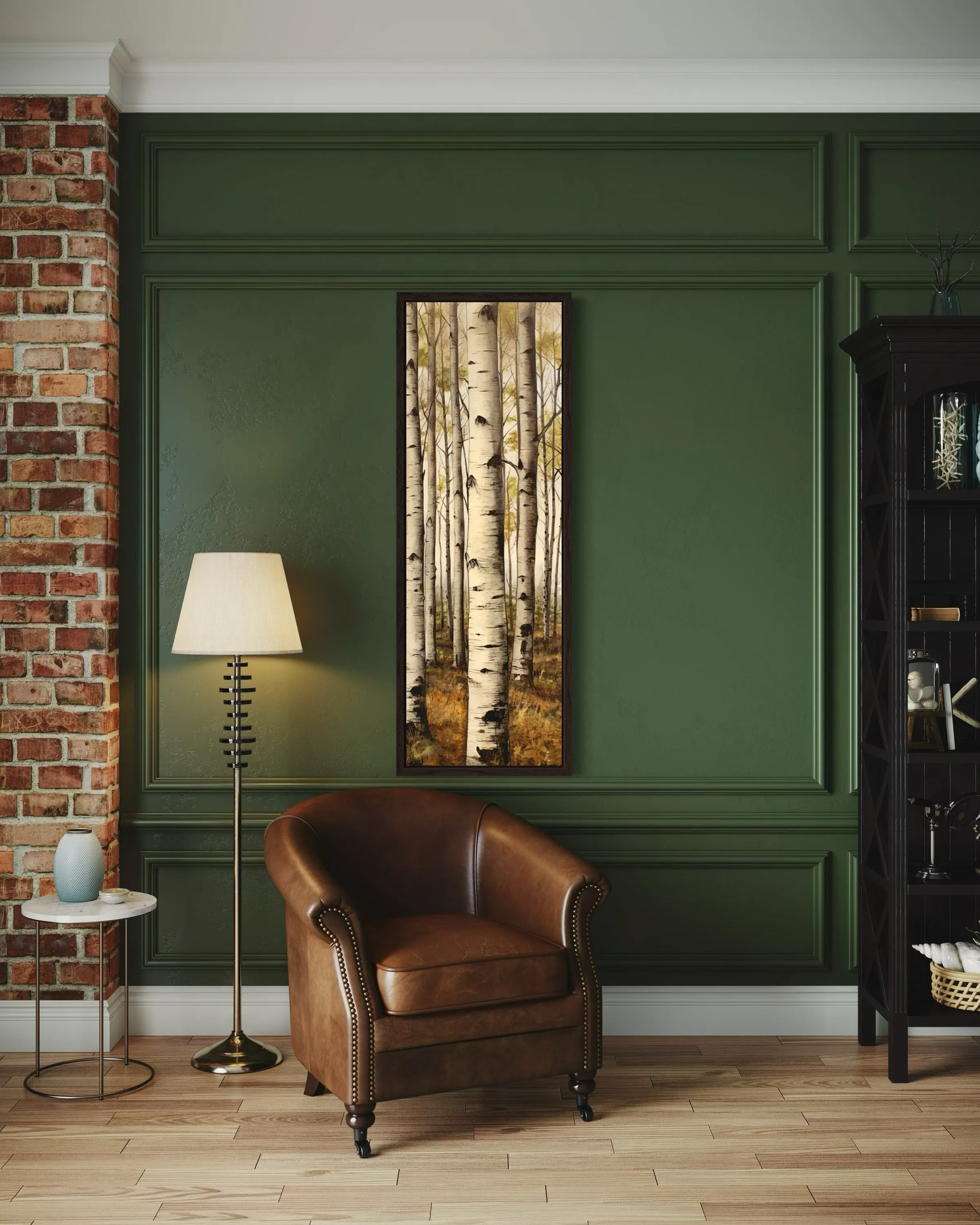 Tall Narrow Aspen Trees Vertical Framed Canvas Wall Art