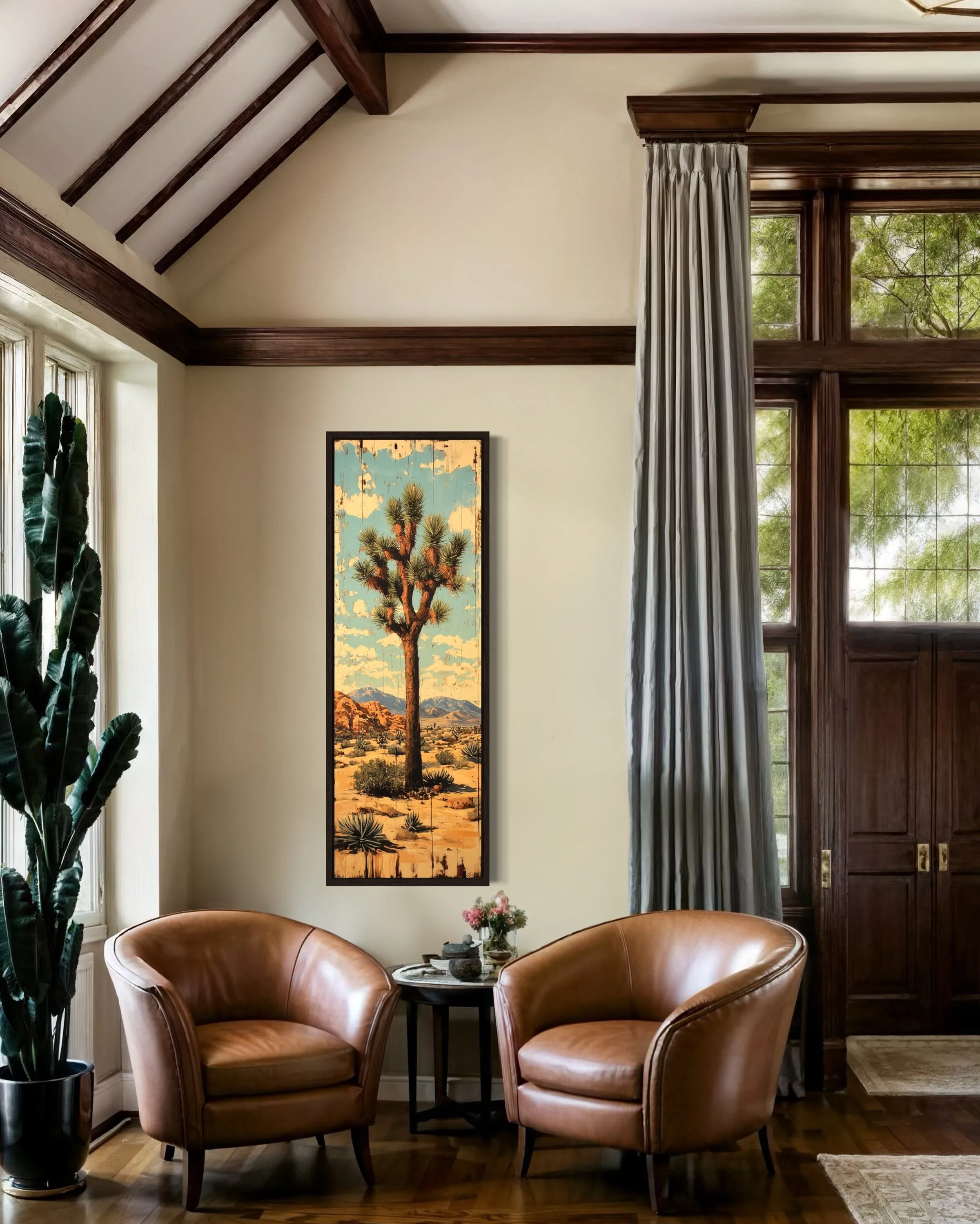 Tall Narrow Joshua Tree Southwestern Vertical Canvas Wall Art