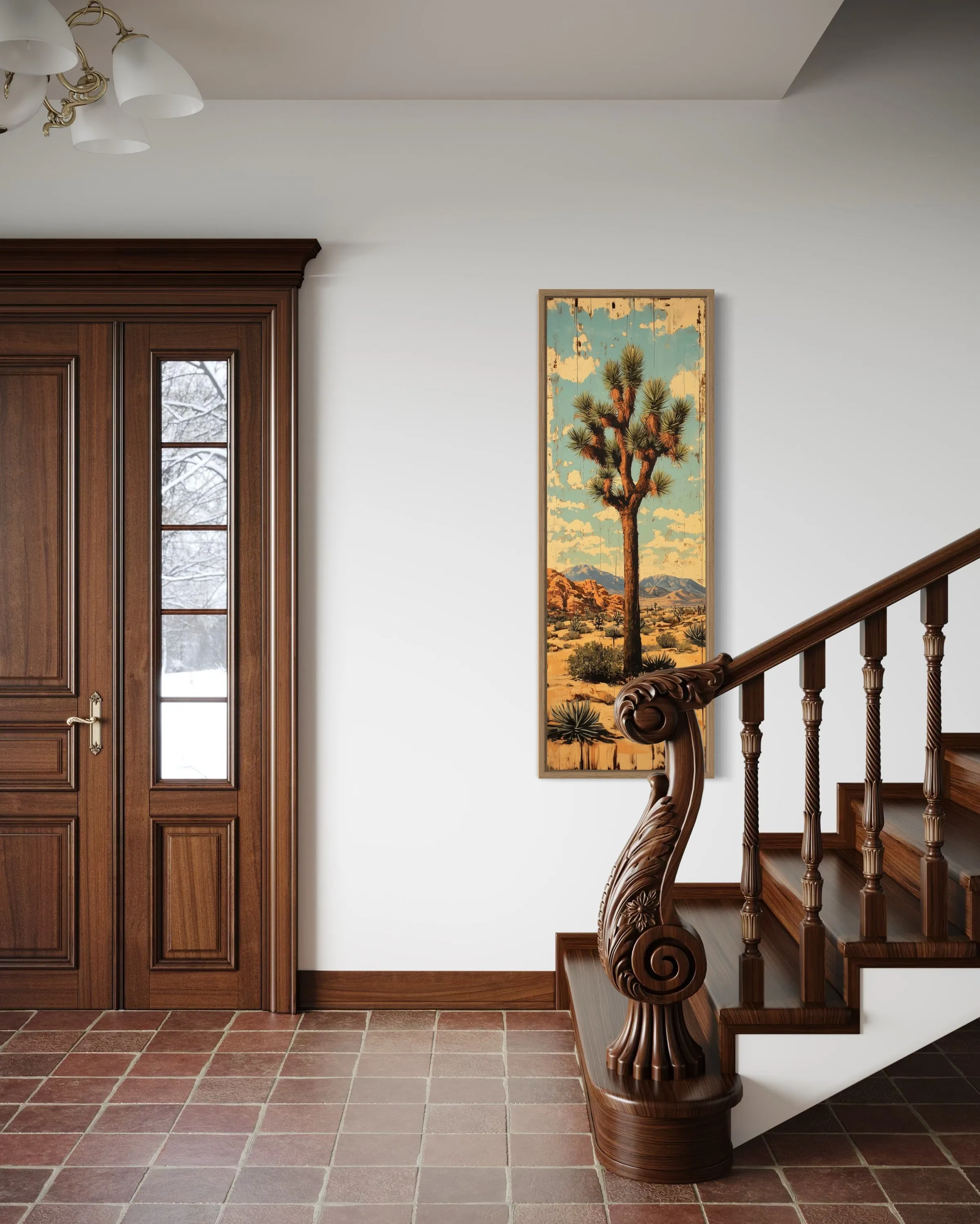 Tall Narrow Joshua Tree Southwestern Vertical Canvas Wall Art