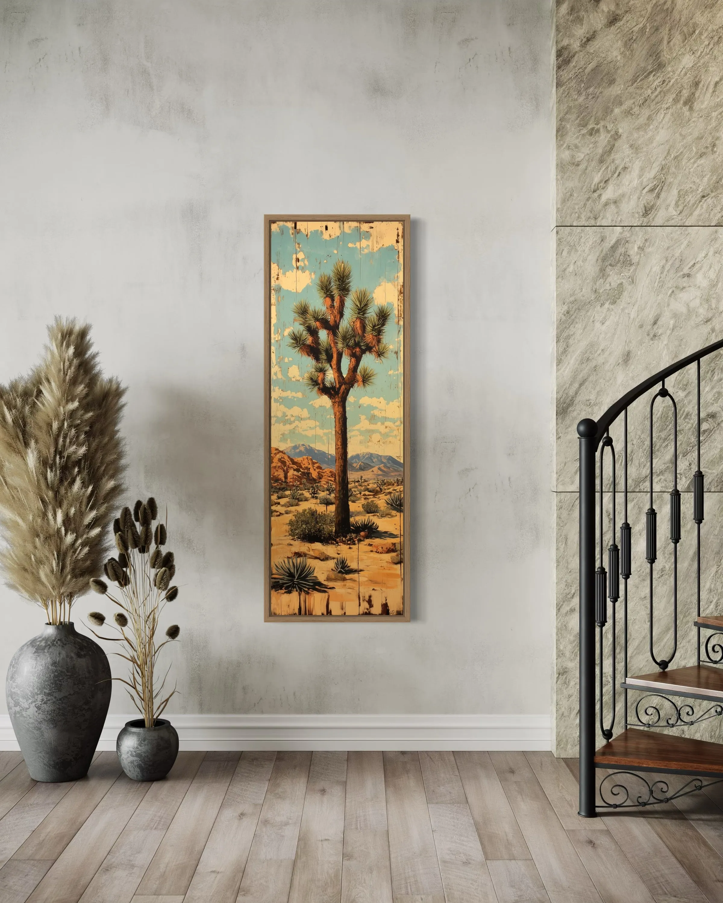 Tall Narrow Joshua Tree Southwestern Vertical Canvas Wall Art
