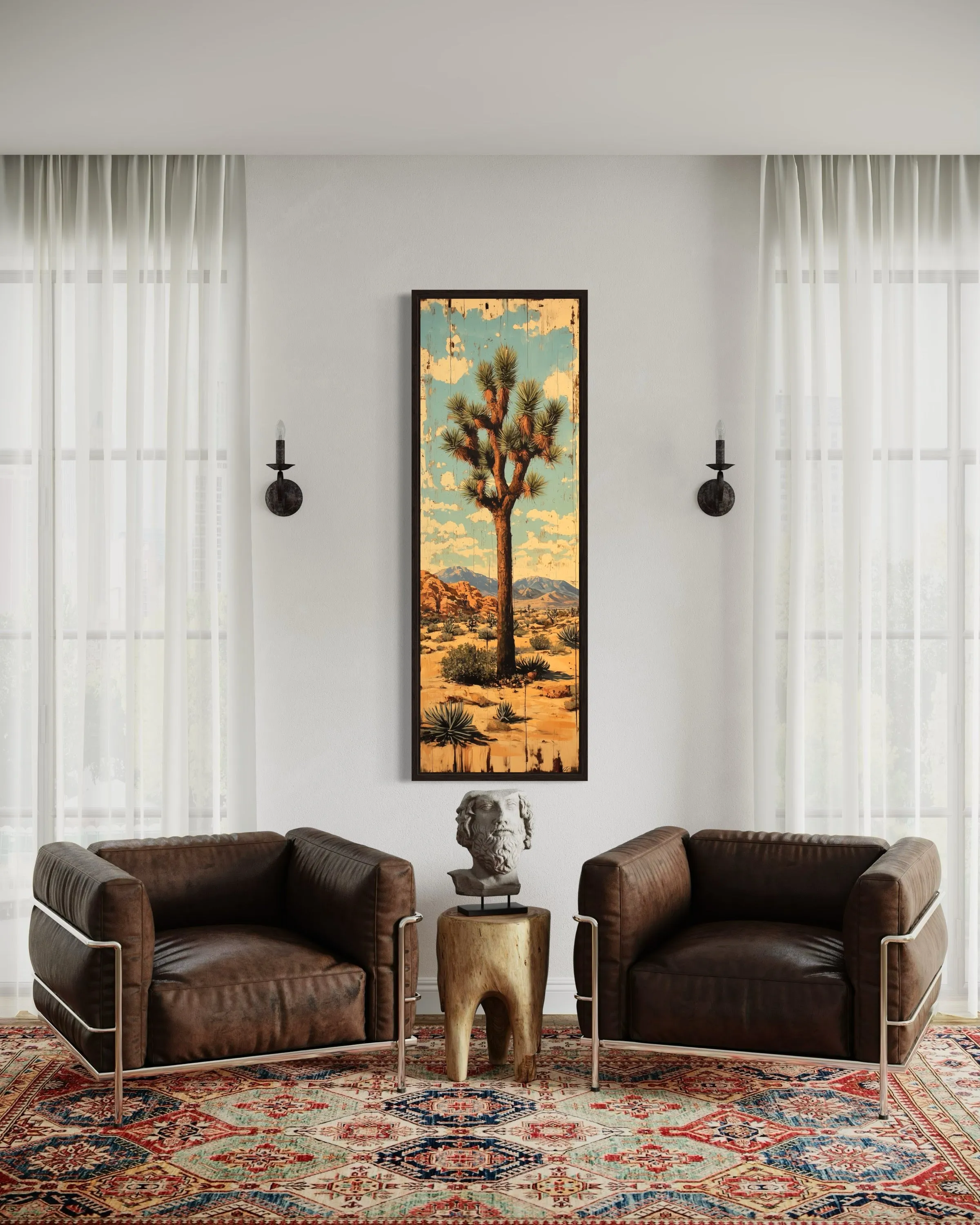 Tall Narrow Joshua Tree Southwestern Vertical Canvas Wall Art