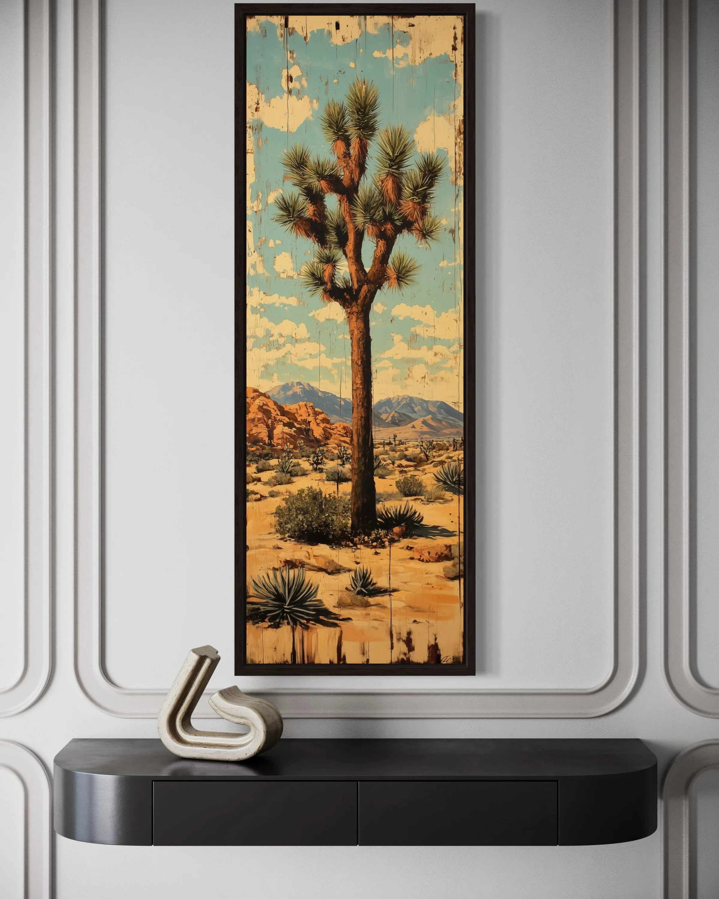 Tall Narrow Joshua Tree Southwestern Vertical Canvas Wall Art