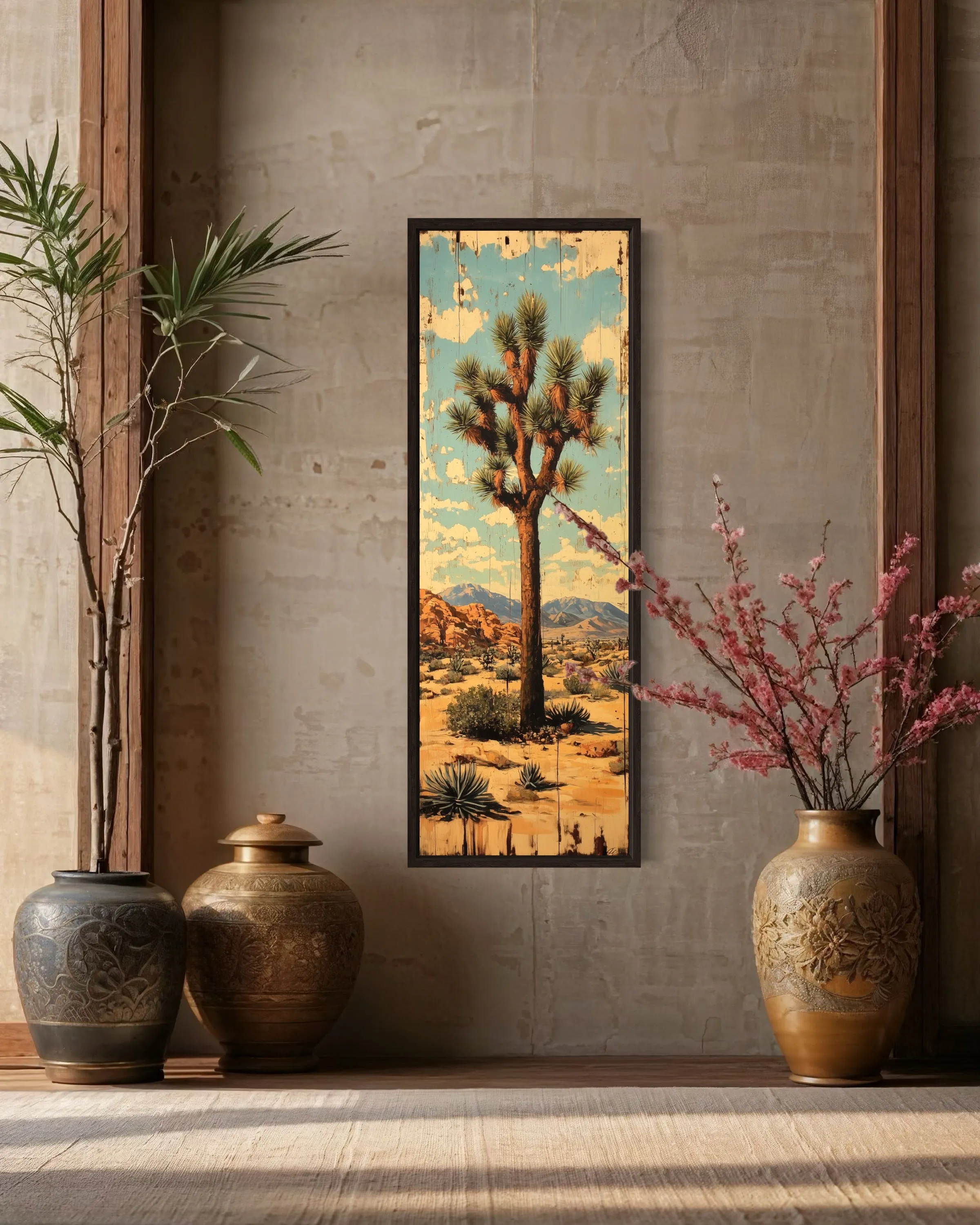 Tall Narrow Joshua Tree Southwestern Vertical Canvas Wall Art