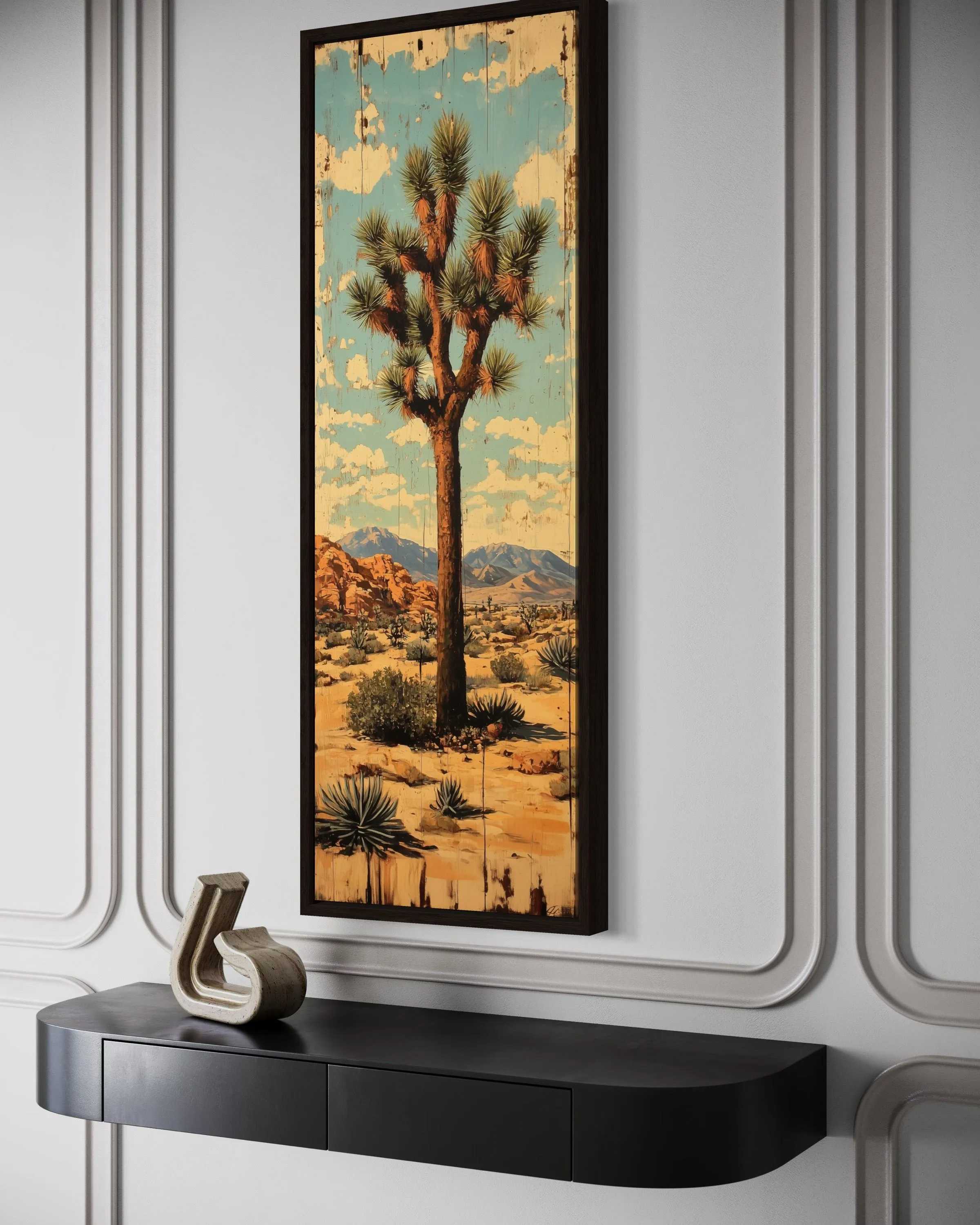 Tall Narrow Joshua Tree Southwestern Vertical Canvas Wall Art