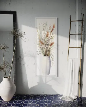 Tall Narrow Pussy Willows Neutral Vertical Wall Art