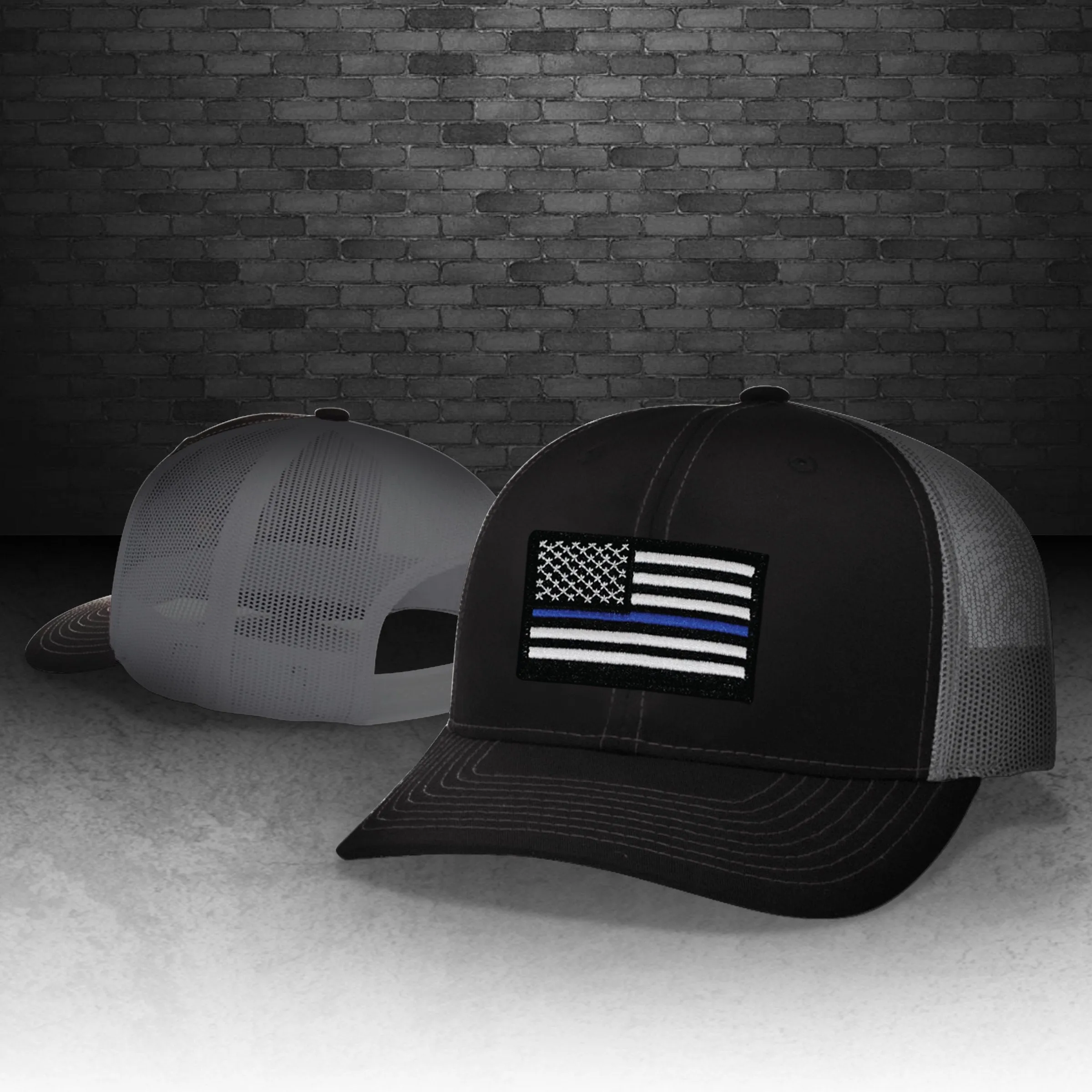Thin Blue Line Black and Charcoal Grey Snapback Cap