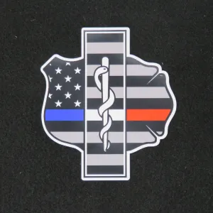 Thin Blue White Red Line Police EMT Fire Mashup Magnet