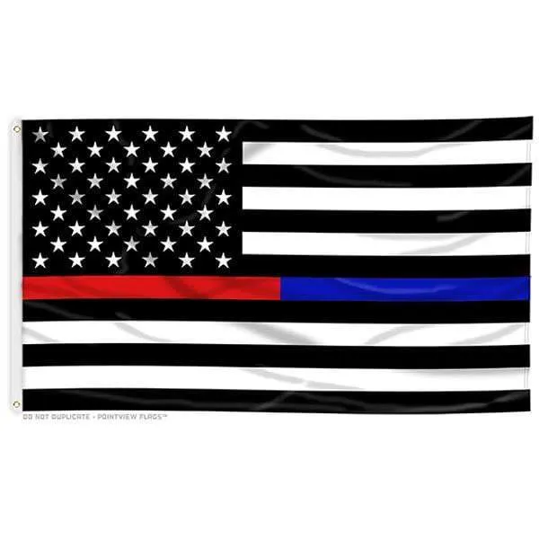 Thin Red & Blue Line American Flag With Grommets 3 X 5 Feet
