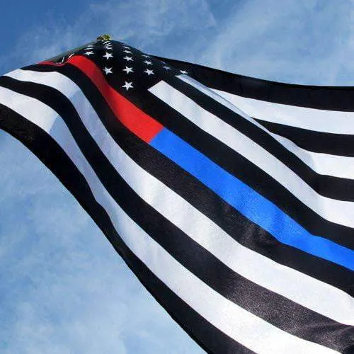 Thin Red & Blue Line American Flag With Grommets 3 X 5 Feet