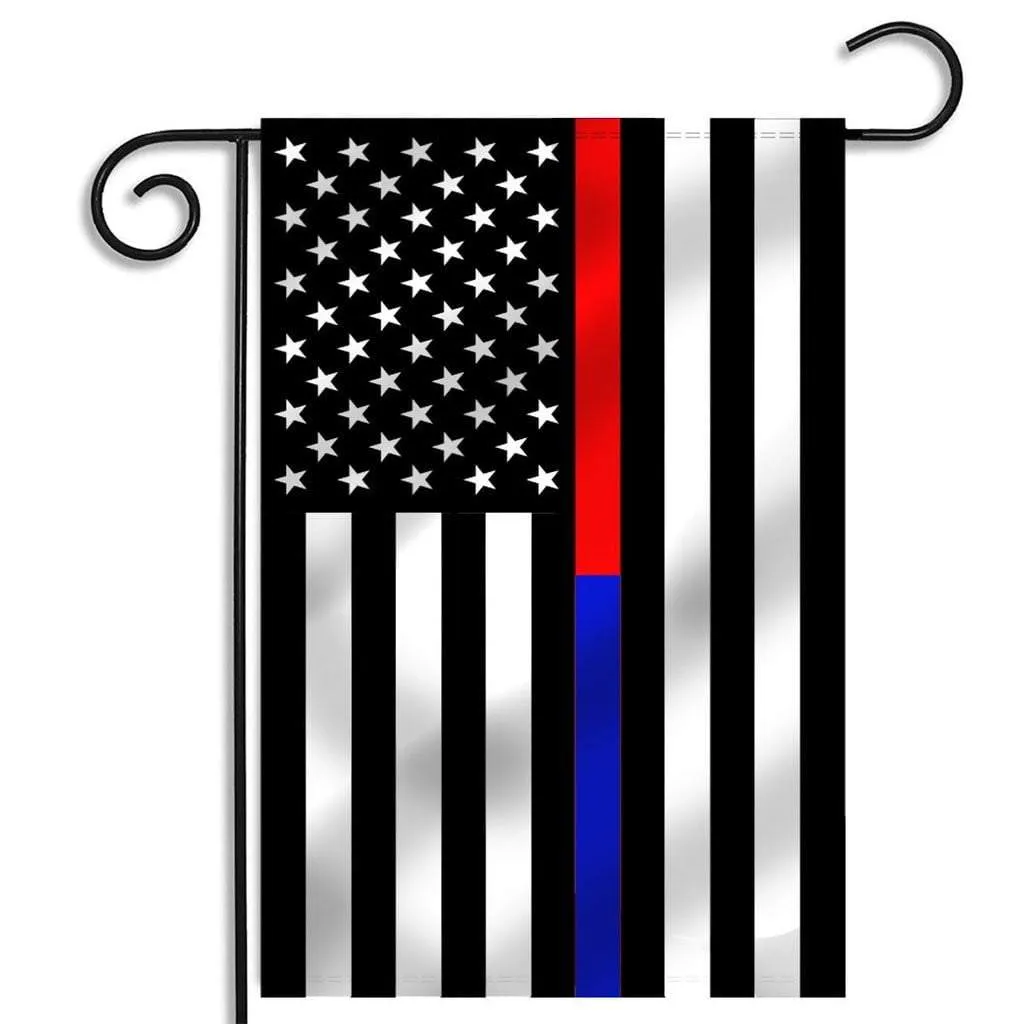 Thin Red & Blue Line Garden Flag 12.5 X 18 Inches