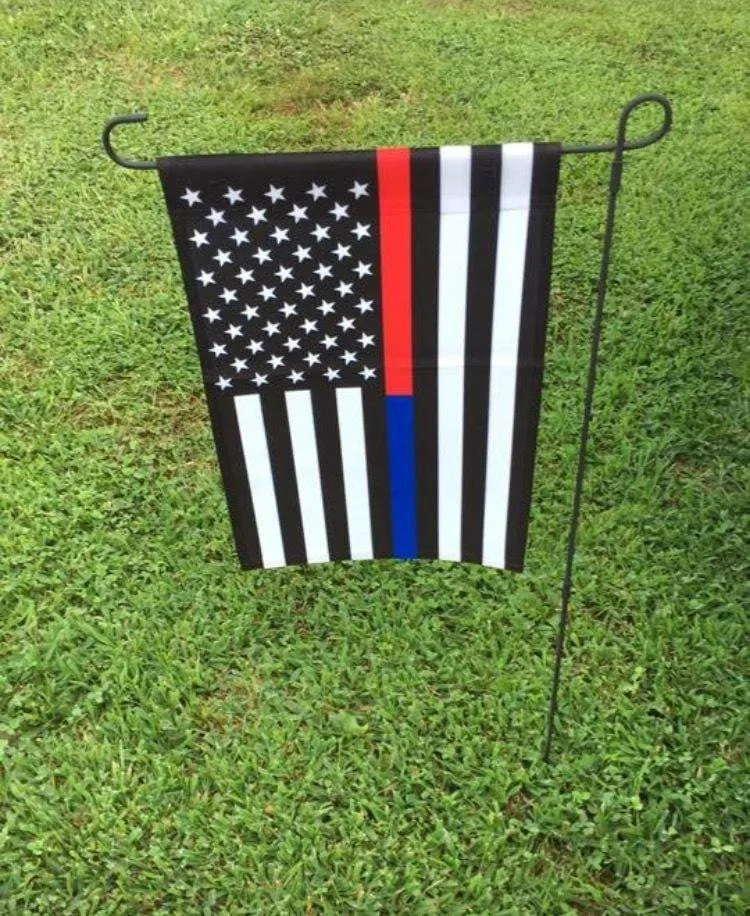 Thin Red & Blue Line Garden Flag 12.5 X 18 Inches