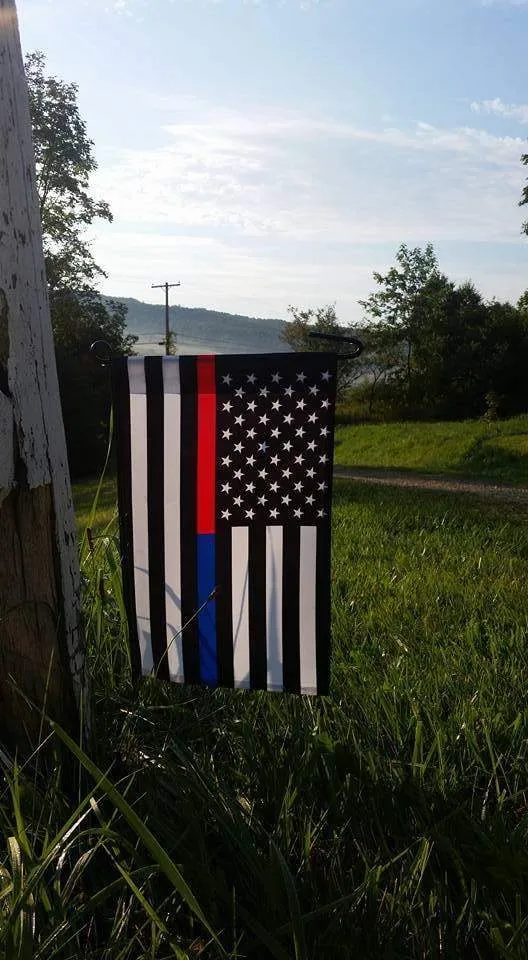Thin Red & Blue Line Garden Flag 12.5 X 18 Inches