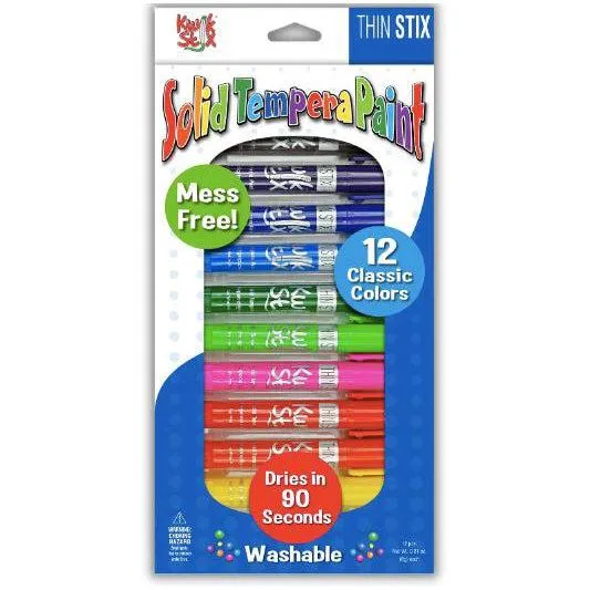 Thin Stix Solid Tempera Paint - 12 Classic Colours