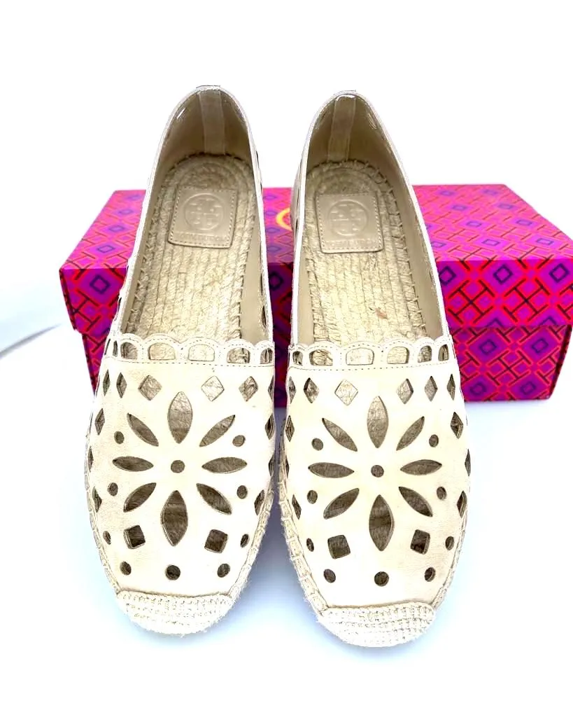 TORY BURCH MAY PERFORATED ESPADRILLE FLAT SHOES