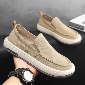 TrendStoff Herren Canvas Slip-On Denim Boots