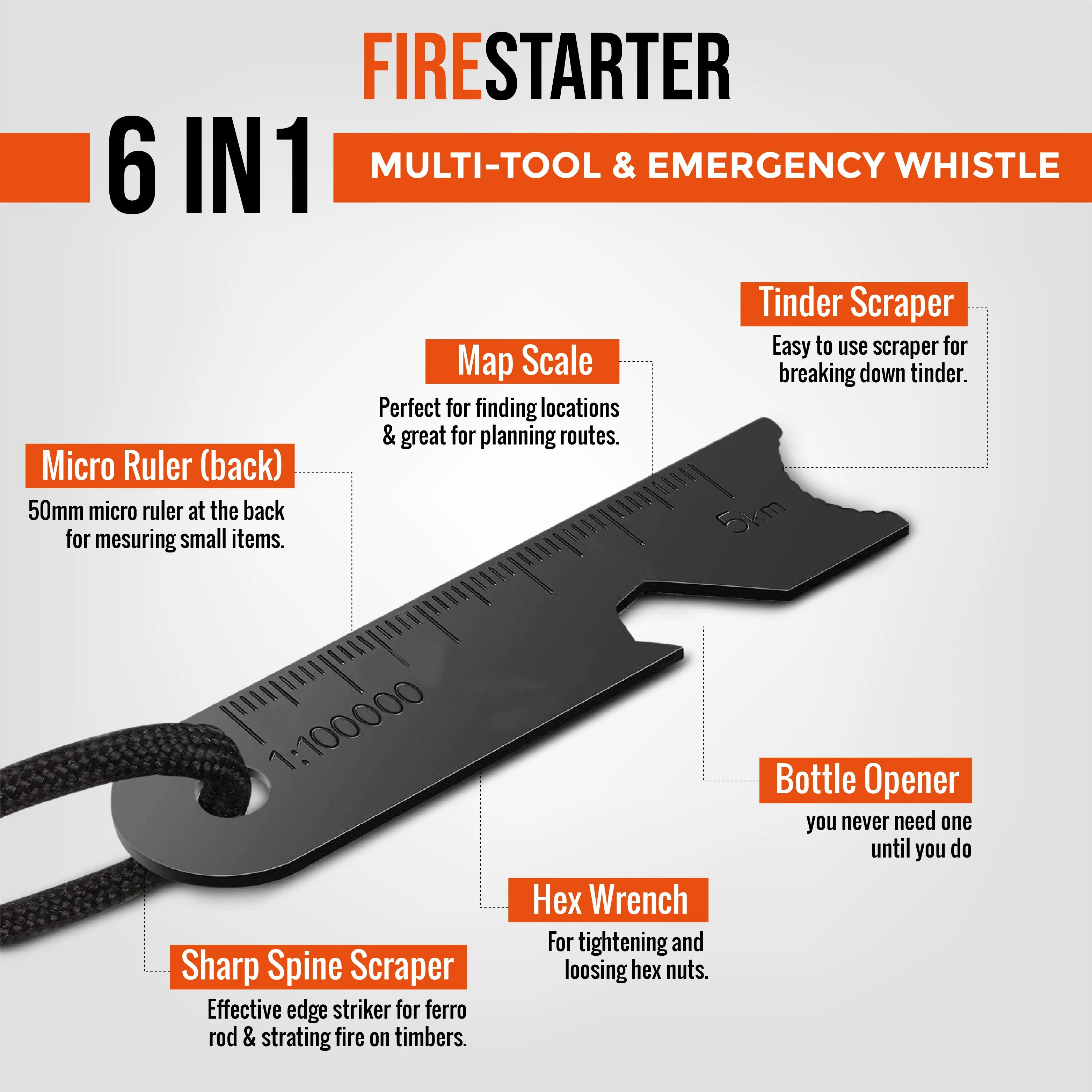 Tuff Kids Ferro Rod Ferrocerium Metal Match Fire Campfire Starter w Striker