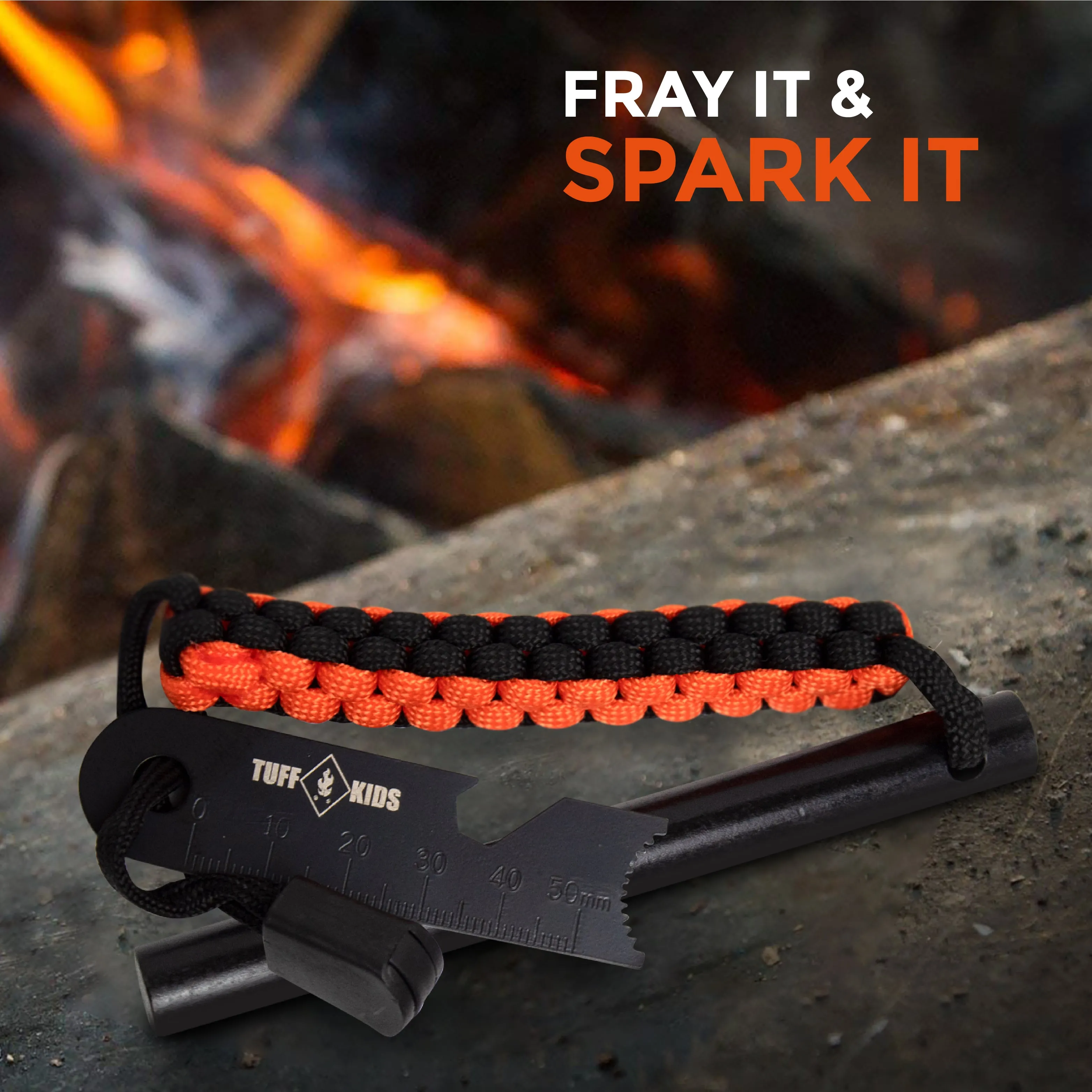 Tuff Kids Ferro Rod Ferrocerium Metal Match Fire Campfire Starter w Striker