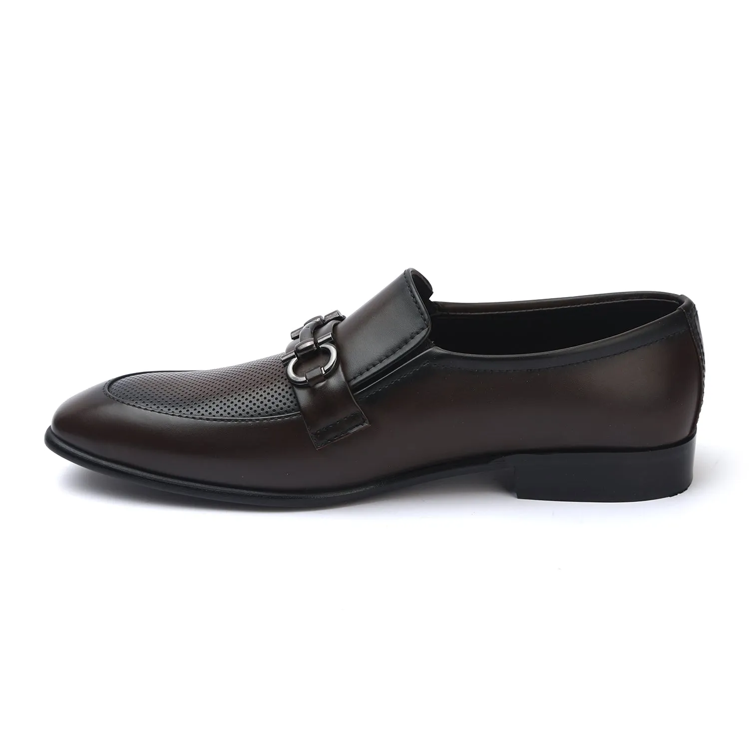Valuable Perforated Leather - Elegant Slip-On Dress Shoes - Brown