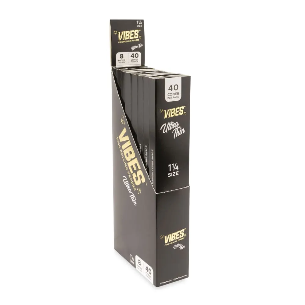 Vibes - Ultra Thin 1 1/4 Cones - 8 Cones Per Pack - (40 Count Per Display)