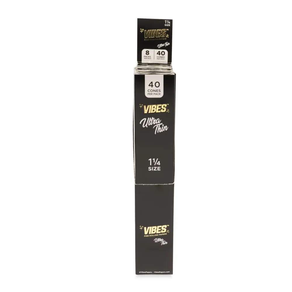Vibes - Ultra Thin 1 1/4 Cones - 8 Cones Per Pack - (40 Count Per Display)