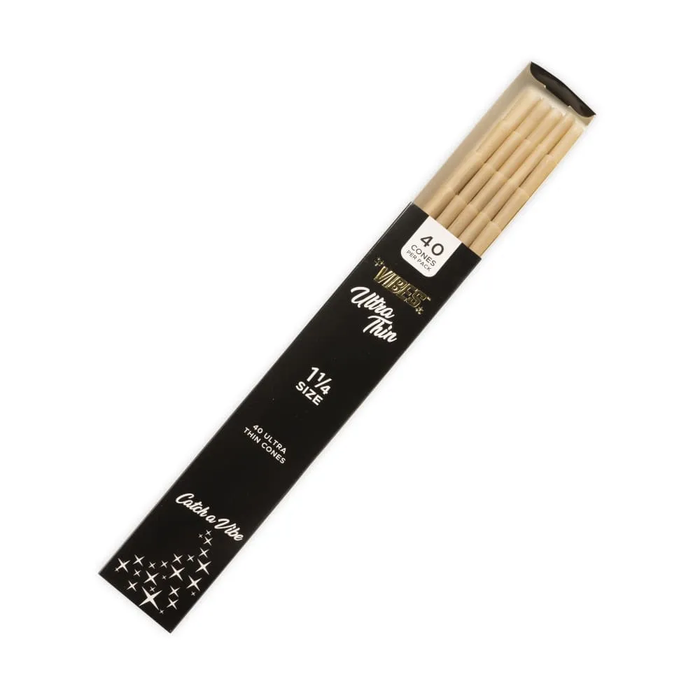 Vibes - Ultra Thin 1 1/4 Cones - 8 Cones Per Pack - (40 Count Per Display)