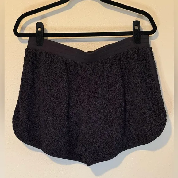 Victorias Secret Set  Loungewear Hoodie/Sherpa Shorts, Black, Size Medium