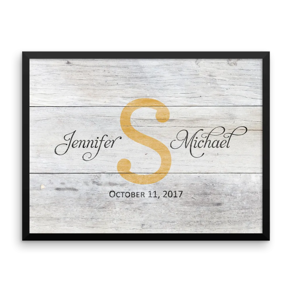 Wedding Guest Book Alternative - Distressed Monogram White Wood