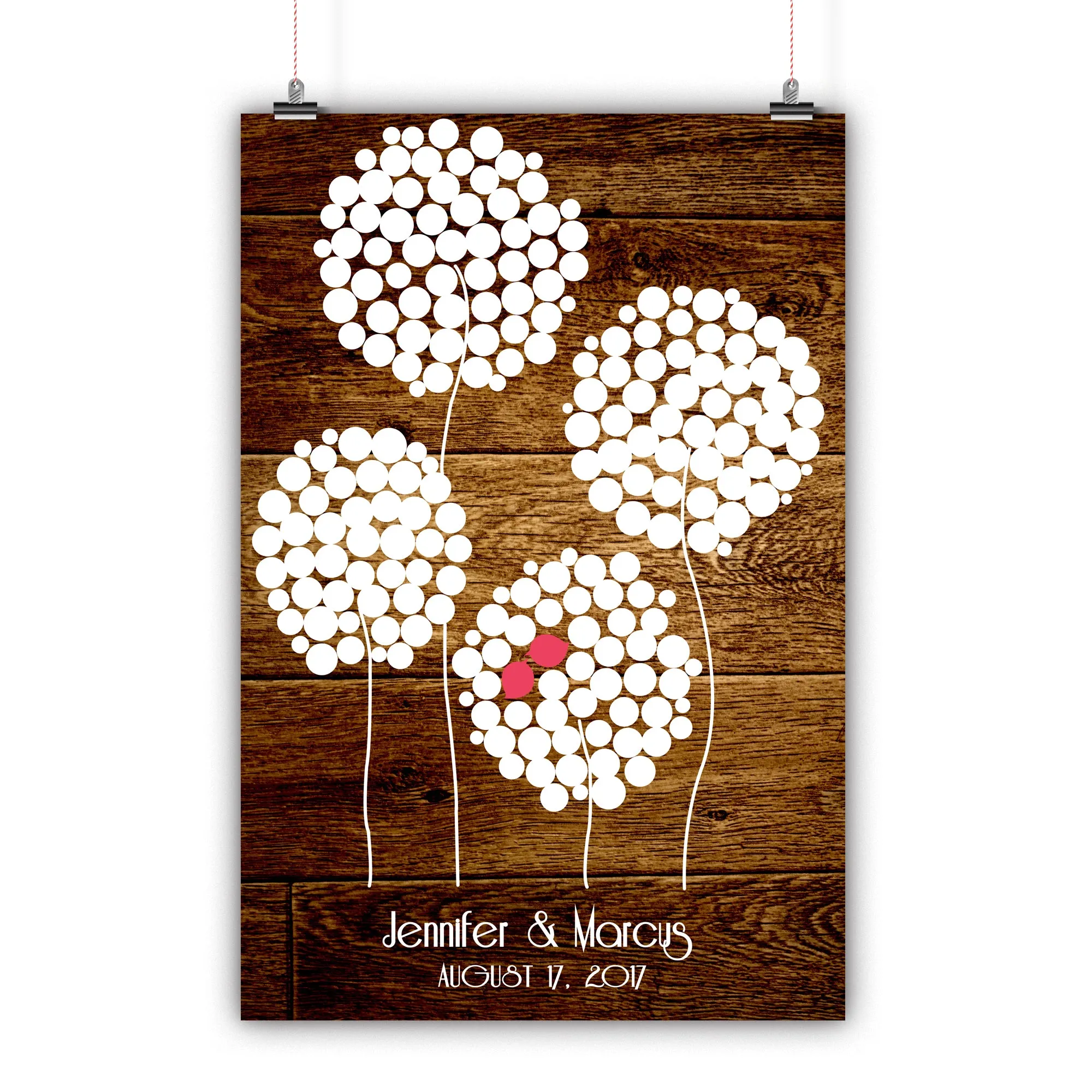 Wedding Guest Book Alternative - Wood Dandelions