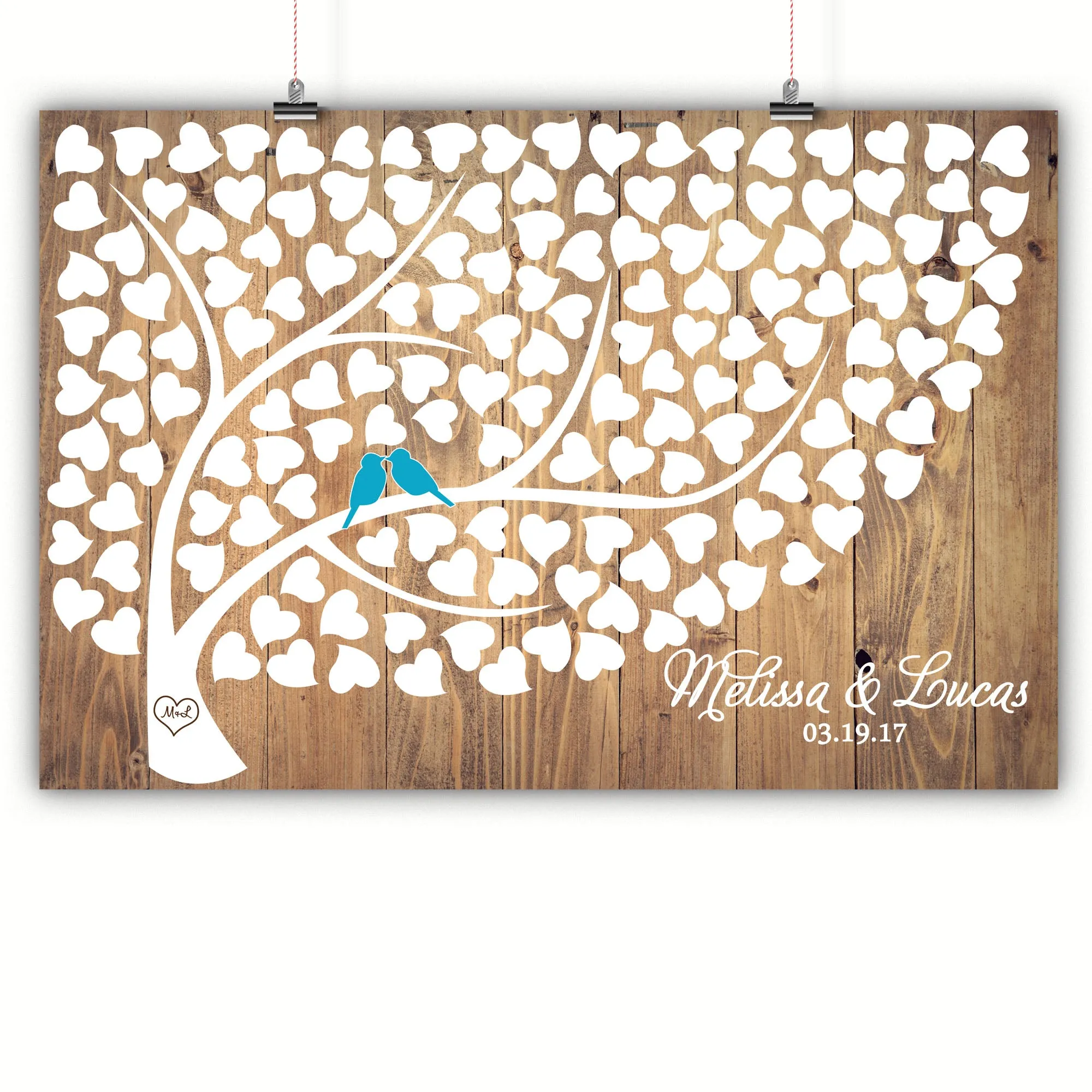 Wedding Heart Tree Guest Book Alternative - Light Wood