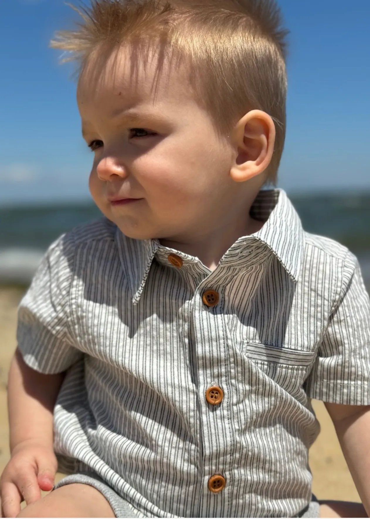 White Thin Stripe Onesie