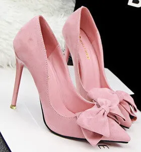 Woman Thin Heel High Heel Shoes Bowtie Shallow Mouth Fashion Women Pumps Zapato De Tacon Alto Party Shoes 42