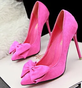 Woman Thin Heel High Heel Shoes Bowtie Shallow Mouth Fashion Women Pumps Zapato De Tacon Alto Party Shoes 42