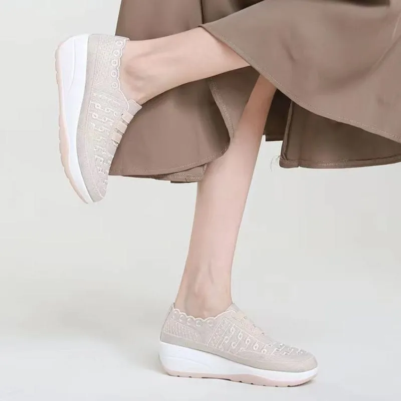 Women Orthopedic Shoes Comfy Elastic Mesh Round Toe Slip On
