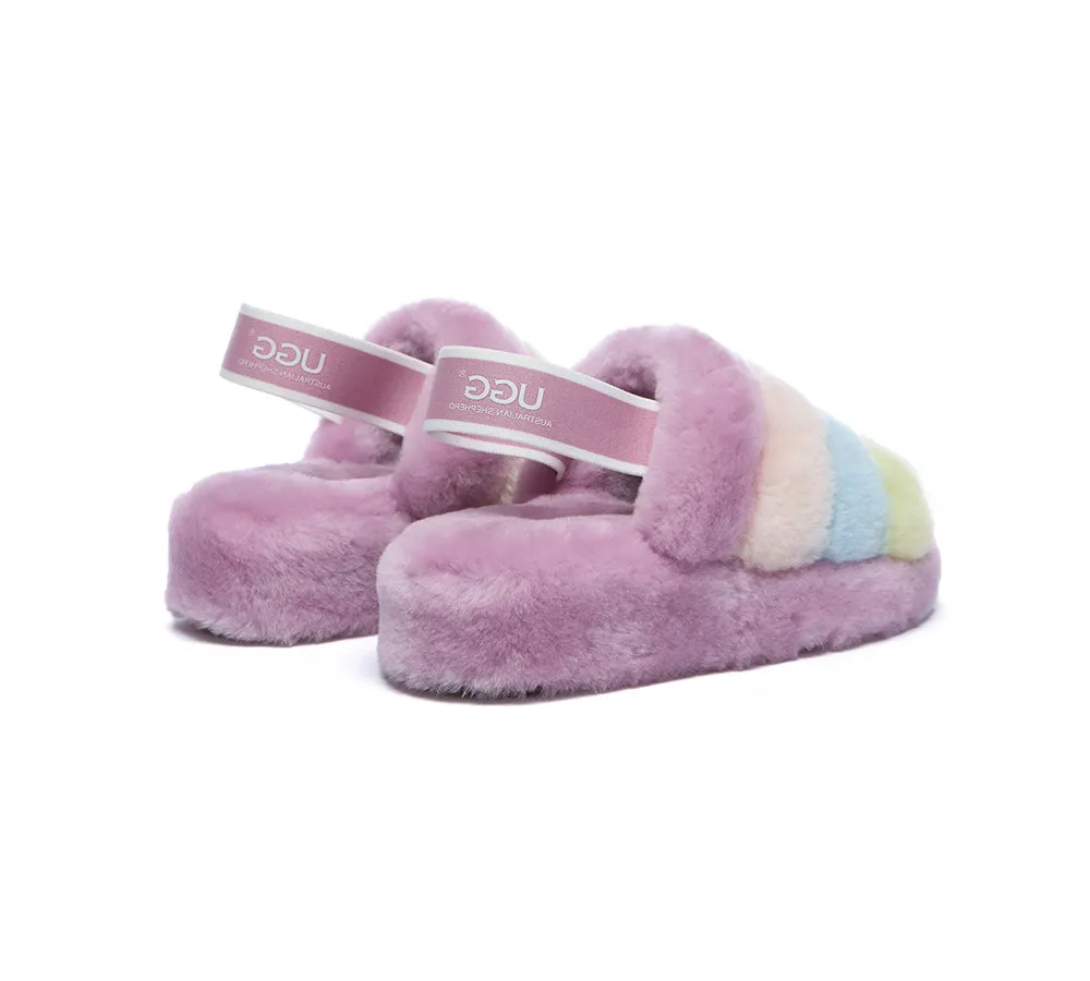 Women Slingback Fluffy Slides Puffy Special Color